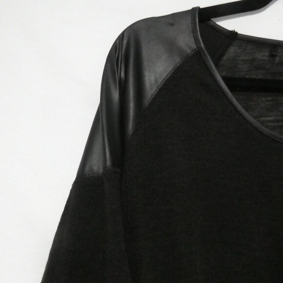 BUFFALO - David Bitton | medium | Black Asymmetrical Top | Faux Leather Accents - Picture 3 of 16